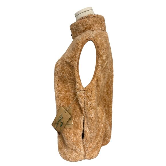 Stillwater Supply Co Softy Soft Sherpa Vest Tan Fuzzy Zip Up Women’s Med NWT $58 - Picture 3 of 7